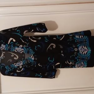 Women's long sleeved royal blue,gray and black designed dress